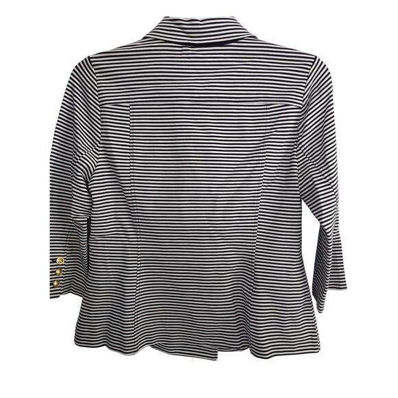 CAbi Blazer Womens Large Navy White Striped Double Breasted Nautical Buttons - Picture 5 of 8